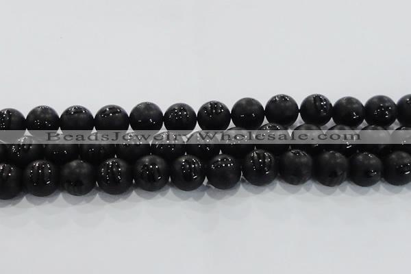 CAG8688 15.5 inches 12mm round matte tibetan agate gemstone beads