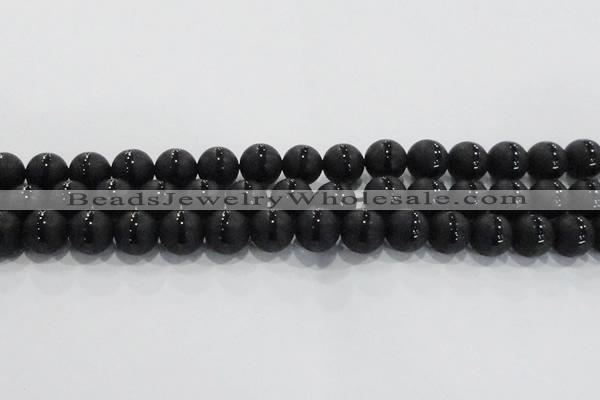 CAG8735 15.5 inches 14mm round matte tibetan agate gemstone beads