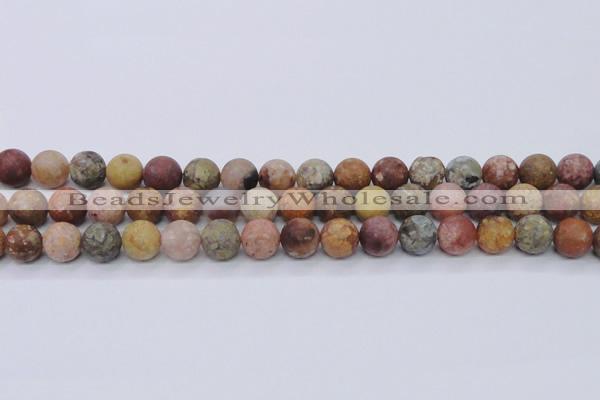 CAG8748 15.5 inches 10mm round matte rainbow agate beads