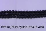 CAG8870 15.5 inches 4mm round matte black line agate beads