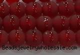 CAG8901 15.5 inches 6mm round matte red agate beads wholesale