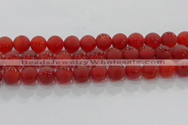 CAG8909 15.5 inches 10mm round matte red agate beads wholesale