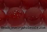 CAG8910 15.5 inches 12mm round matte red agate beads wholesale