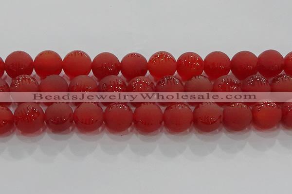 CAG8910 15.5 inches 12mm round matte red agate beads wholesale