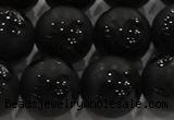 CAG8926 15.5 inches 8mm round matte black agate beads wholesale