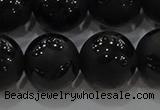 CAG8927 15.5 inches 10mm round matte black agate beads wholesale