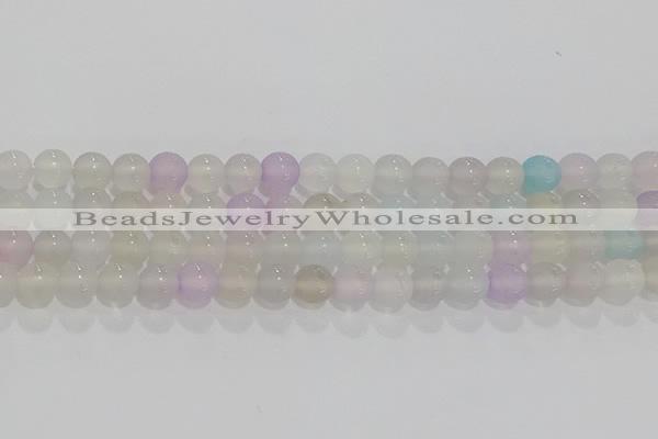 CAG8931 15.5 inches 6mm round matte colorful agate beads wholesale