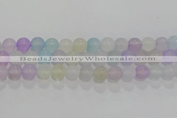 CAG8932 15.5 inches 8mm round matte colorful agate beads wholesale