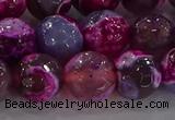 CAG8942 15.5 inches 8mm faceted round fire crackle agate beads