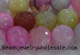 CAG8950 15.5 inches 10mm faceted round fire crackle agate beads