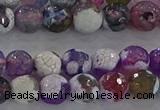 CAG8955 15.5 inches 6mm faceted round fire crackle agate beads