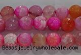 CAG8962 15.5 inches 4mm faceted round fire crackle agate beads