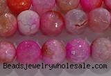 CAG8963 15.5 inches 6mm faceted round fire crackle agate beads