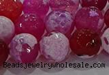 CAG8975 15.5 inches 14mm faceted round fire crackle agate beads