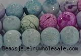 CAG8980 15.5 inches 8mm faceted round fire crackle agate beads