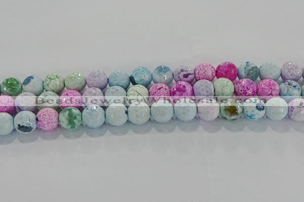 CAG8980 15.5 inches 8mm faceted round fire crackle agate beads