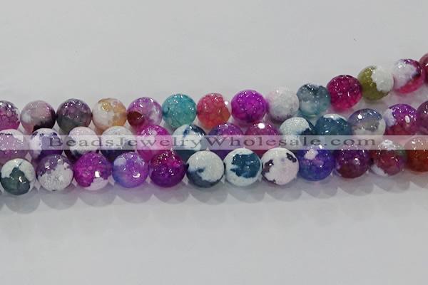 CAG8992 15.5 inches 16mm faceted round fire crackle agate beads