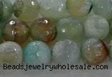 CAG8995 15.5 inches 8mm faceted round fire crackle agate beads