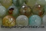 CAG8997 15.5 inches 12mm faceted round fire crackle agate beads