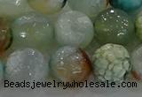 CAG8998 15.5 inches 14mm faceted round fire crackle agate beads