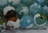 CAG9004 15.5 inches 14mm faceted round fire crackle agate beads