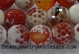 CAG9017 15.5 inches 12mm faceted round fire crackle agate beads