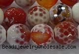 CAG9018 15.5 inches 14mm faceted round fire crackle agate beads