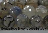 CAG9038 15.5 inches 12mm faceted round dragon veins agate beads