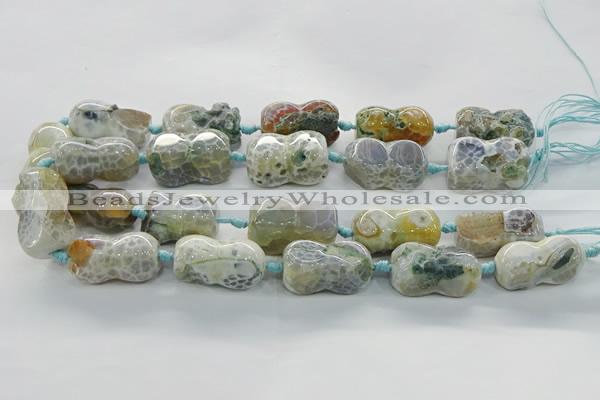 CAG9067 15.5 inches 16*30mm peanut-shaped fire crackle agate beads