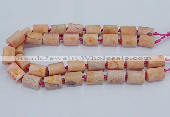 CAG9075 15.5 inches 15*17mm - 15*20mm tube dragon veins agate beads