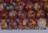 CAG9101 15.5 inches 6mm round red crazy lace agate beads