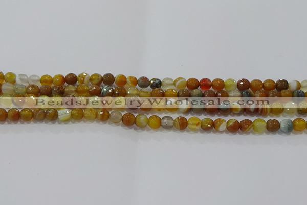 CAG9212 15.5 inches 6mm faceted round line agate gemstone beads