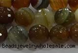 CAG9214 15.5 inches 10mm faceted round line agate gemstone beads