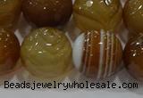 CAG9216 15.5 inches 14mm faceted round line agate gemstone beads