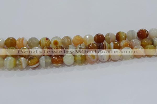 CAG9224 15.5 inches 12mm faceted round line agate beads wholesale