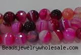 CAG9239 15.5 inches 4mm faceted round line agate beads wholesale