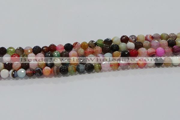 CAG9250 15.5 inches 8mm faceted round line agate beads wholesale