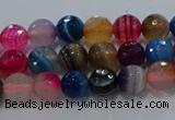 CAG9255 15.5 inches 4mm faceted round line agate beads wholesale