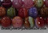 CAG9265 15.5 inches 10mm faceted round line agate beads wholesale