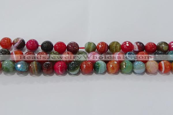 CAG9266 15.5 inches 12mm faceted round line agate beads wholesale