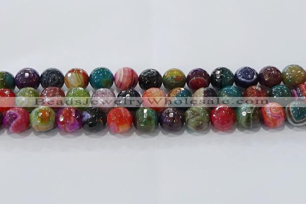 CAG9267 15.5 inches 14mm faceted round line agate beads wholesale