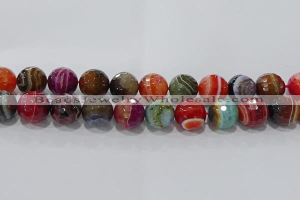 CAG9269 15.5 inches 18mm faceted round line agate beads wholesale