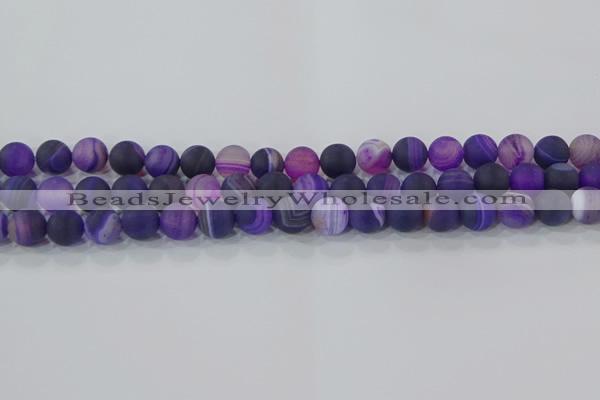 CAG9321 15.5 inches 8mm round matte line agate beads wholesale