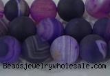 CAG9322 15.5 inches 10mm round matte line agate beads wholesale