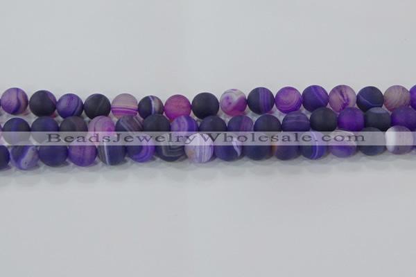 CAG9322 15.5 inches 10mm round matte line agate beads wholesale