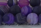 CAG9323 15.5 inches 12mm round matte line agate beads wholesale