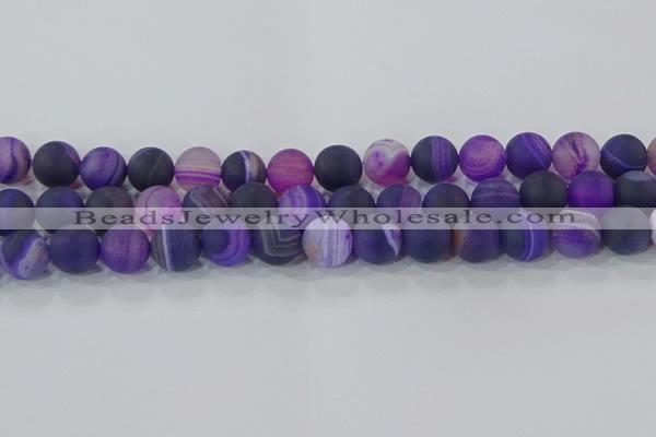 CAG9323 15.5 inches 12mm round matte line agate beads wholesale