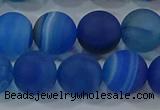 CAG9334 15.5 inches 12mm round matte line agate beads wholesale