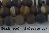 CAG9338 15.5 inches 8mm round matte line agate beads wholesale