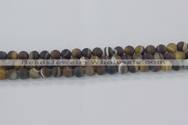 CAG9338 15.5 inches 8mm round matte line agate beads wholesale